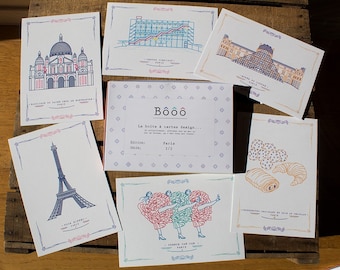 Boîte Cartes Paris format A5 lot de 6