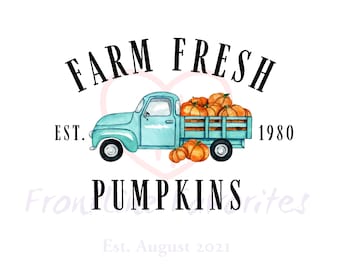 Farm Fresh Pumpkins PNG | Vintage Truck Fall Sublimation Design | Autumn Digital Download