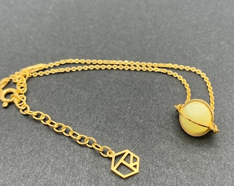 Pulsera de ámbar, plata de ley bañada en oro, ámbar claro