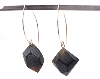 Pendientes de ámbar, plata de ley, ámbar negro sin pulir