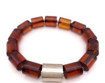 Pulsera de ámbar | Hecha a mano | Ámbar báltico natural | Plata de ley 925 | Joyería minimalista