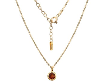 Collar de ámbar, plata de ley bañada en oro, ámbar en color coñac