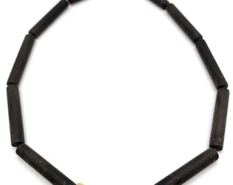 Collar de ámbar, collar de ámbar negro con kunzita, plata de ley bañada en oro.