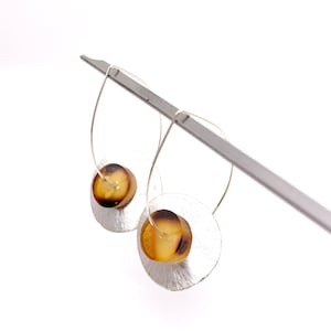 Amber earrings, sterling silver hooks