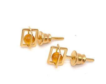 Pendientes de ámbar, pendientes de ámbar, plata de ley bañada en oro