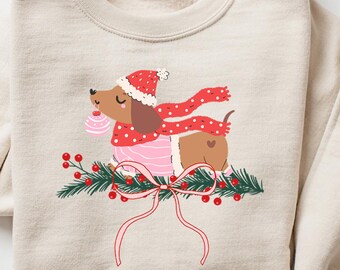 Dachshund Christmas Sweatshirt, Dachshund Christmas Shirt, Dog Lover Gift, Dachshund New Year Shirt, Christmas Crewneck, Dachshund Mom Shirt