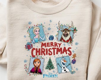 Disney Frozen Christmas Sweatshirt, Christmas Frozen Characters Shirt, Merry Christmas Shirt, Disney Family Shirt, Disney Princess Xmas Tee