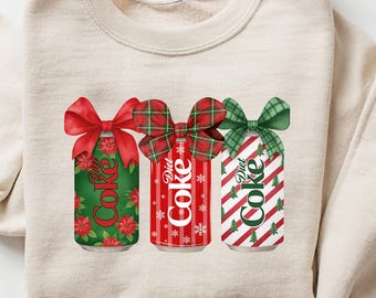 Sweat-shirt de Noël avec coke light, sweat-shirt coquette des fêtes, t-shirt de Noël avec coke light, chemise amateur de coca-cola light, sweat à capuche de Noël avec coke light