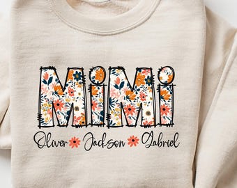 Personalized Mimi Sweatshirt, Mimi Hoodie, Mimi Gift from Grandkids, Grandma Shirt, Grandma Gift, Pregnancy Reveal, Custom Mother's Day Gift
