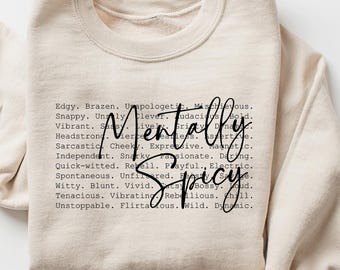 Mentally Spicy Snarky Sweatshirt, Sarcastic Funny Mental health T Shirt, Retro Checkered Trendy Womens Leopard Sarcasm Sassy Funny Mom Shirt