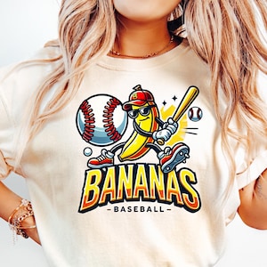 Let's Go Bananas Baseball Shirt, Funny Banana Baseball Shirt, Banana Playing Baseball Shirt, Funny Baseball Gift, Sports Team Mascot Shirt