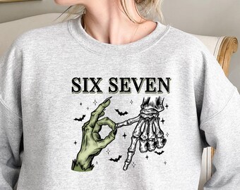 Six Seven Sweatshirt, 6 7 Shirt,6 7 Halloween Shirt, Funny Number Meme T-Shirt, Six Seven Spooky Meme Sweatshirt, Tiktok Halloween Shirt