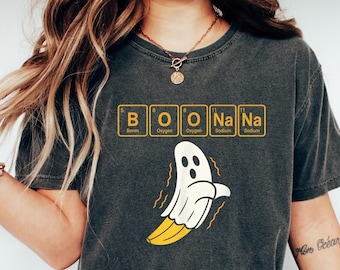 Funny Boonana Ghost Shirt, Banana Halloween T-Shirt, Cute Chemistry Pun Tee for Teachers, Nerds, Spooky Science Lovers & Costume Fun