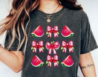 Coquette Watermelon T-shirts, Preppy Mama Watermelon Tee, Cute Watermelon Floral T-shirt, Everyday Shirt, Preppy Summer Tee, Girly Summer