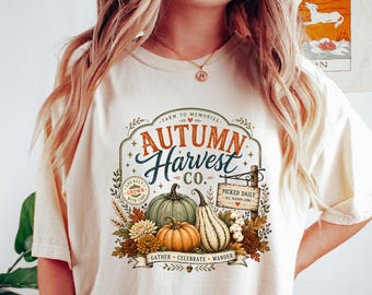 Autumn Harvest Shirt, Vintage Fall T-Shirt, Retro Thanksgiving Tee, Pumpkin Patch Apparel, Cozy Season Graphic Tee