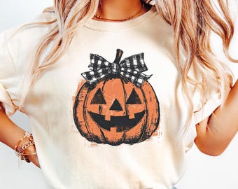 Retro Coquette Bow Pumpkin Shirt, Fall Pumpkin Coquette Bow Sweater, Fall Vibes Shirt, Fall Season Shirt, Halloween Tees