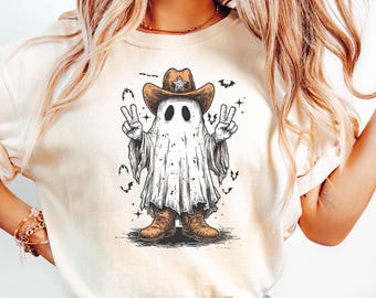Western Ghost Sweatshirt, Cute Spooky Shirt, Halloween Gift, Halloween Shirt, Cowboy Ghost Shirt, Western Halloween Shirt, Country Ghost Tee