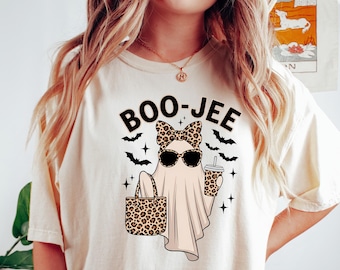 Boo-Jee Ghost Shirt, Leopard Ghost Tee, Ghost Coffee Shirt, Funny Fall Shirt, Ghost Tee, Girly Halloween Gift, Boojee Shirt