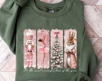 Nutcracker Sweatshirt, Pink Nutcracker Sweatshirt, Nutcracker Gifts, Nutcracker Sweater, Pink Christmas Sweatshirts, Holiday Crewneck