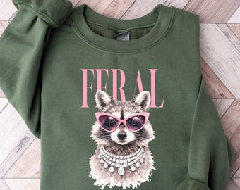 Fral Raccoon Sweatshirt, Raccoon Rock Tee, Funny Feral Animal Shirt, Punk Raccoon Graphic Tee, Vintage Raccoon Shirt