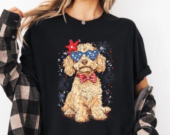 Patriotic Goldendoodle T-Shirt: 4th of July Dog Tee
