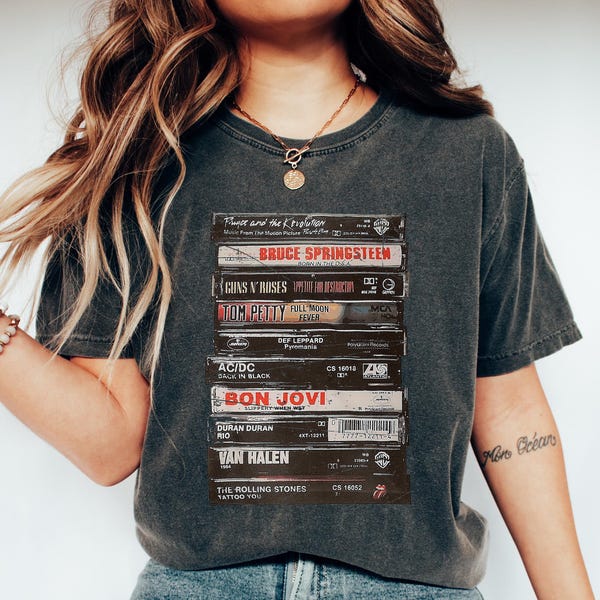 80's Rock Cassette Shirt Gift For Music Lover, Vintage Music Band Sweatshirt, Retro Cassette Tapes T-Shirt, Old School Music Band Clothing