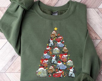 Retro Disney Cars Radiator Springs Christmas Sweatshirt Cars Lightning McQueen Christmas Sweatshirt Matching Disney Christmas Family Gift