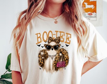 Boo Jee Ghost Shirt, Leopard Ghost Tee, Spooky Season Graphic Shirt, Halloween Gift
