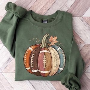 Football Pumpkin Sweatshirt, Fall Football Tee, Autumn Sports Graphic Tee, Cute Game Day Pumpkin Shirt, Football Season Tee