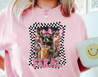 Feral Raccoon Shirt, Trendy Pink Sunglasses Raccoon Shirt, Cute Chaos Aesthetic Shirt, Gift for Her