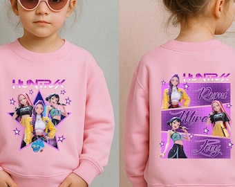 Demon Hunters Two Sided Sweatshirt, Huntrix Shirt, Huntrix Girls Tee, Mira Rumi Joey Crewneck, Gift For Kpop Fan, Demon Hunter Merch