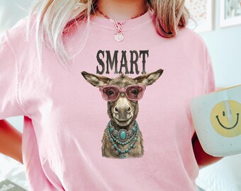 Smart Ass Donkey Shirt Comfort Tee Women Sarcastic T-Shirt Sassy Donkey Graphic Tee Viral Meme T Shirt