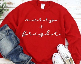 Sudadera navideña alegre y brillante para mujer / Sudadera navideña suave para mujer / Sudadera de fiesta navideña, Sudadera navideña feliz