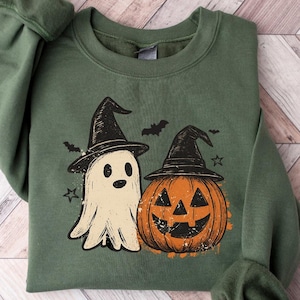 Sweat citrouille fantôme d'Halloween, t-shirt Halloween, jolie chemise fantôme, t-shirt fantôme, sweat-shirt Halloween, chemise citrouille, cadeau d'Halloween