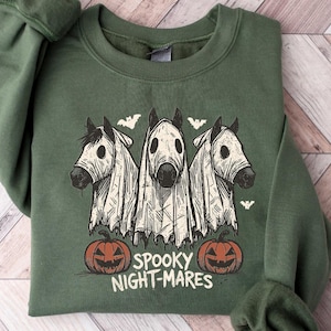 Chemise confort cheval juments fantasmagoriques d'Halloween, chemise cheval fantôme mignon, chemise cheval fantasmagorique, Western Halloween, chemise cheval cow-girl