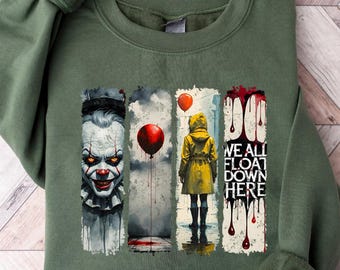 Halloween Sweatshirt, We'll Float Down Here Sweatshirt, Scary Halloween Sweatshirt, Horror Character Sweater, Horror Clown Balloon Shirt