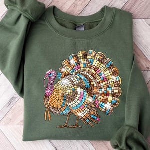 Disco Ball Turkey Sweatshirt, Thanksgiving Turkey Hoodie, Thanksgiving Dinner Shirt, Funny Thankful Gift, Friendsgiving Tee, Colorful Turkey
