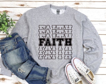 Sweat-shirt Faith | Pull d’impression de foi pour les femmes | Cadeau mignon pour la femme | Sweats à capuche faith | Pull de foi occasionnel de femme