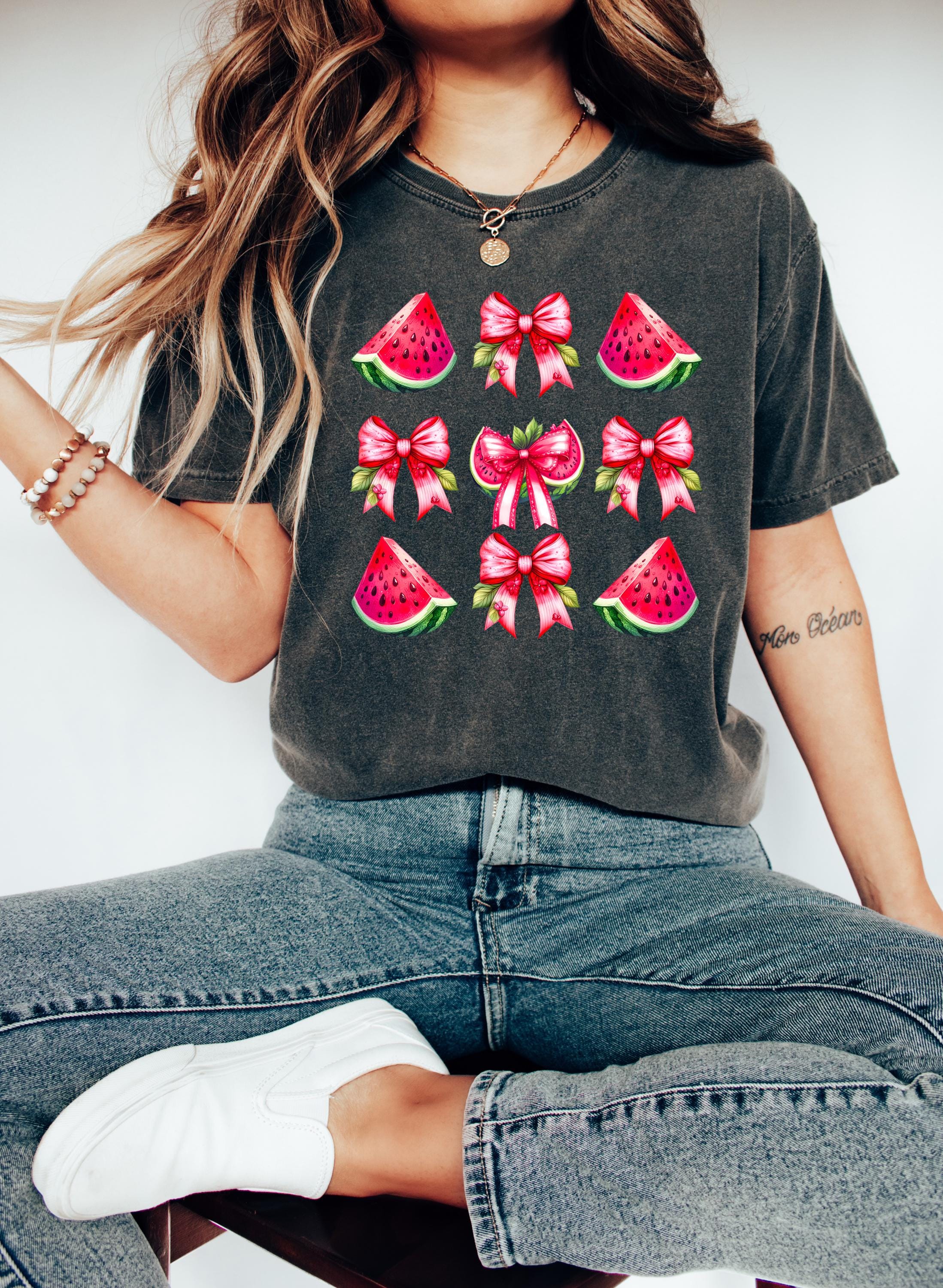 Coquette Watermelon T-shirts, Preppy Mama Watermelon Tee, Cute