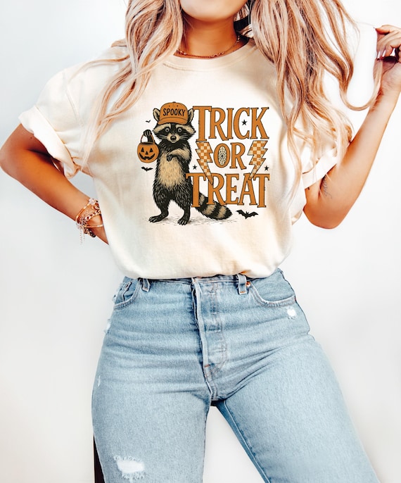 Trick Or Treat Raccoon Shirt, Raccoon Halloween T-Shirt, Trash Raccoon Trick Or Treat Tee, Gag Meme Halloween Shirt, Raccoon Meme T-Shirt