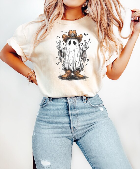 Western Ghost Sweatshirt, Cute Spooky Shirt, Halloween Gift, Halloween Shirt, Cowboy Ghost Shirt, Western Halloween Shirt, Country Ghost Tee