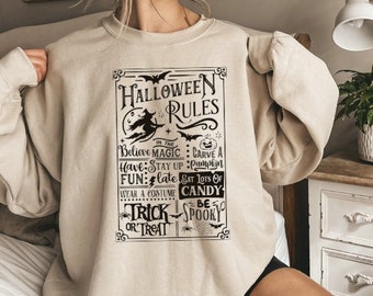 Halloween rules sweatshirt,Believe Magic top, Trick or Treat sweatshirt, Carve a pumpkin hoodie, Be spooky shirt, Halloween, Halloween gift,