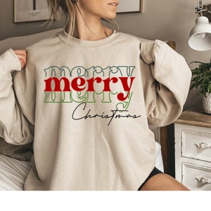 Merry Merry Christmas|Christmas Sweatshirt  Women | Soft Women Christmas Sweatshirt | Christmas Party Sweatshirt, Merry Christmas Sweatshirt