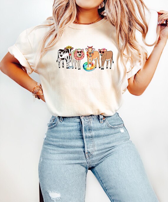 Funny Beach Shirt, Summer Vibes Shirt, Highland Cow Shirt, Cow Lover Gift, Funny Beach Shirt, Retro Summer Shirt, Western Summer Shirt