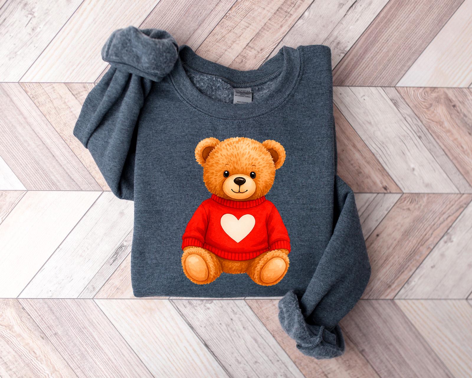 Love Teddy Sweatshirt – Valentine Aesthetic Bear Graphic – Cozy