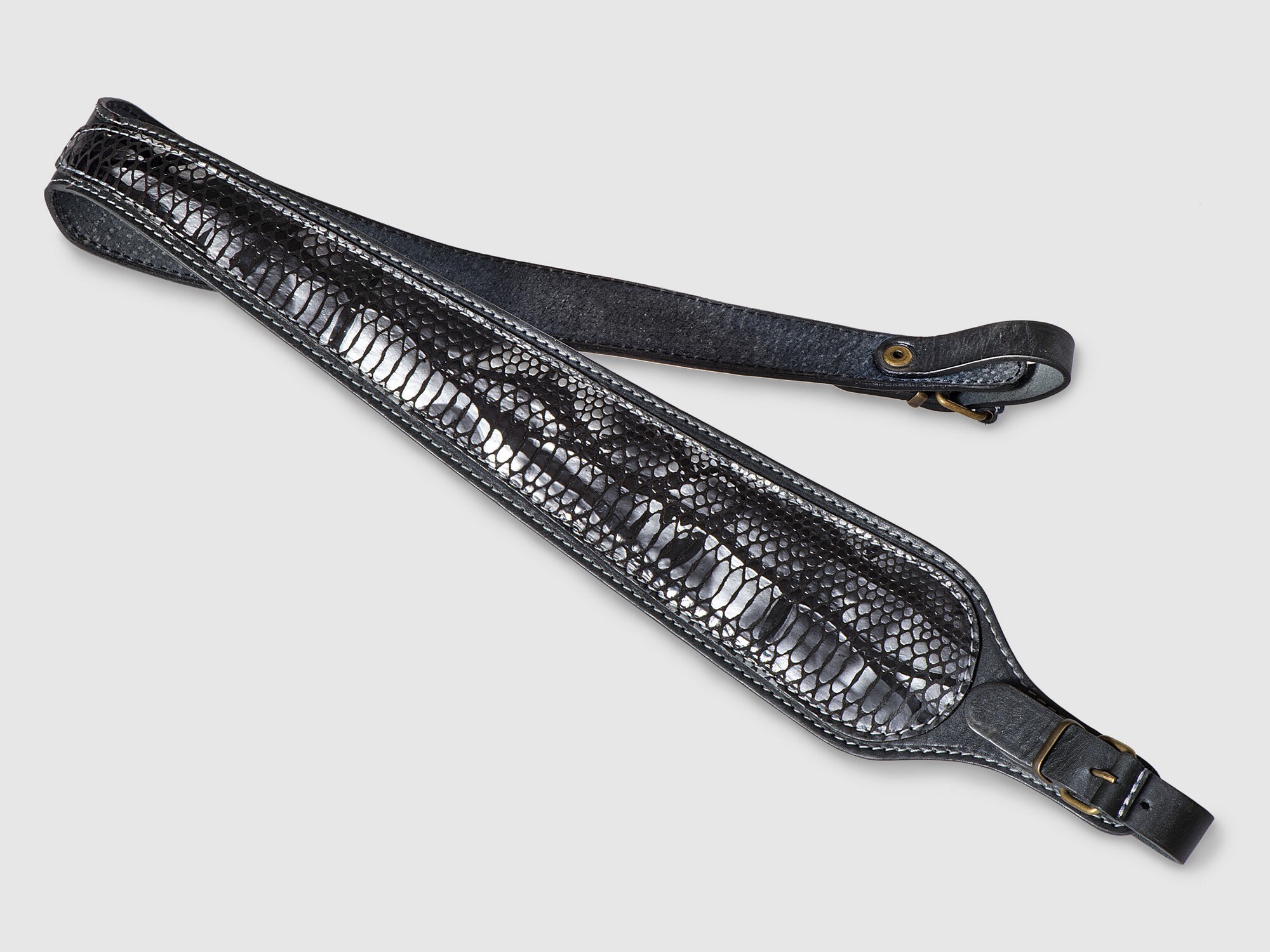 Reinforced Rifle Sling Cowhide Leather Snakeskin Print Etsy