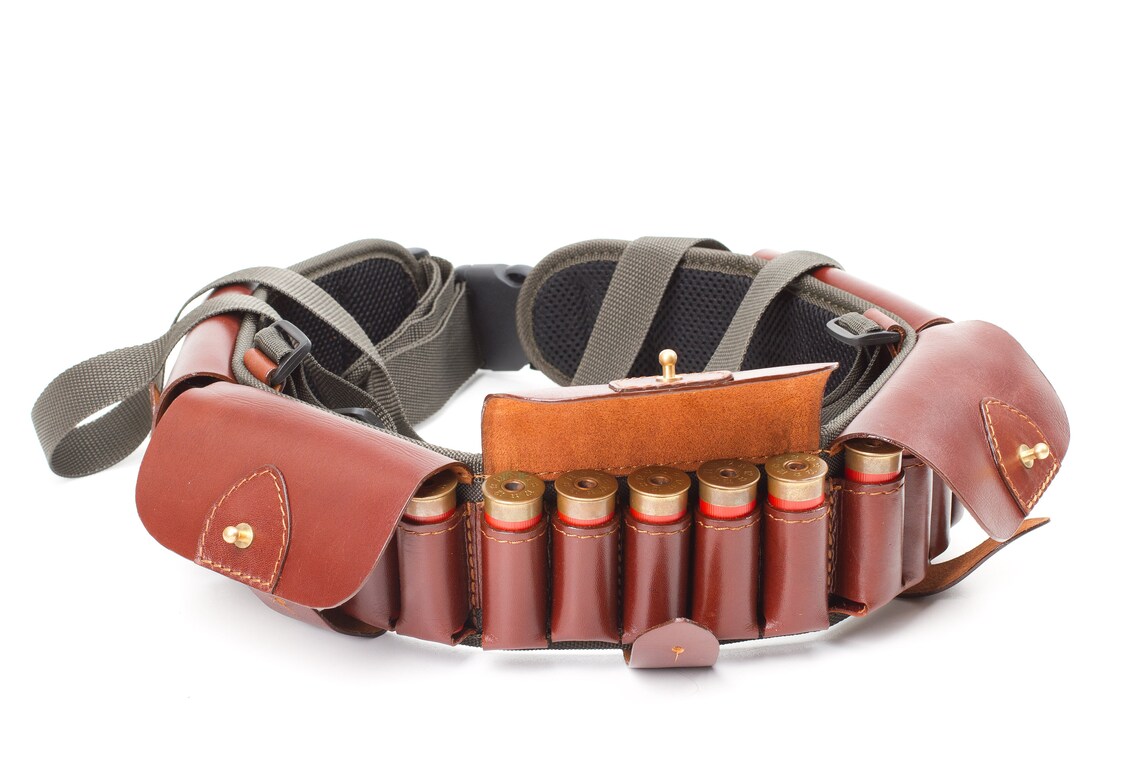 Shotgun Shell Leather Cartridge Belt Holder Pouch Hunting Etsy