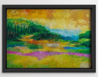 Italy | Original Oil Painting by Dietrich Grabas | Tuscan Landscape with Cypresses | Impressionist Landscape Art |  50 x 70 cm | 2007
