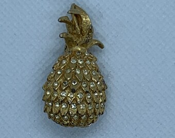 Geno Pin Rhinestone Pineapple Pin Gold Pineapple Vintage Rhinestone Pineapple Brooch Geno Ltd Brooch Pave Rhinestone Fruit Brooch