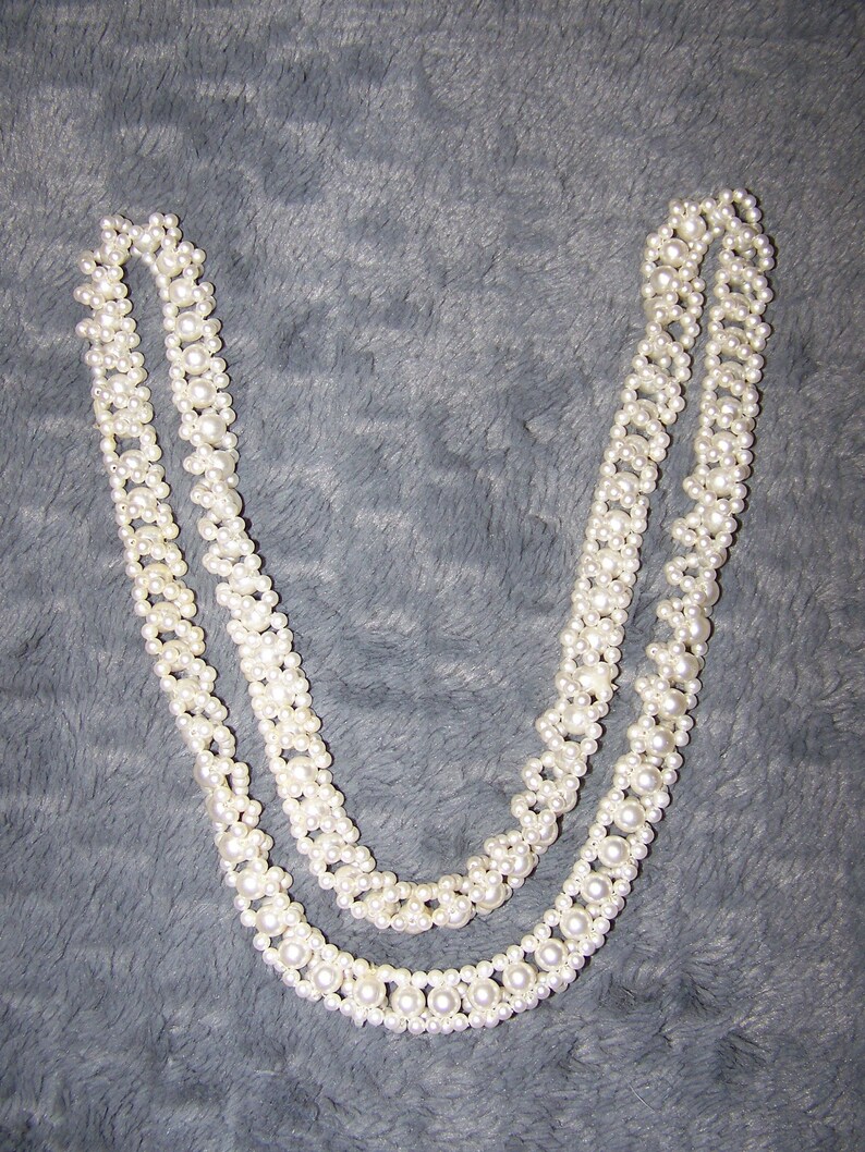 Possibly Handmade Detailed Vintage Faux Pearl Necklace
